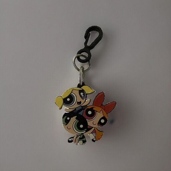 Vintage Power Puff Girls Keychain Cartoon Network Backpack Charm Blossom Bubbles - Picture 1 of 10